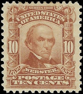 c1902 10c Webster - Sc# 307 - MH, OG - Solid with Excellent Centering!