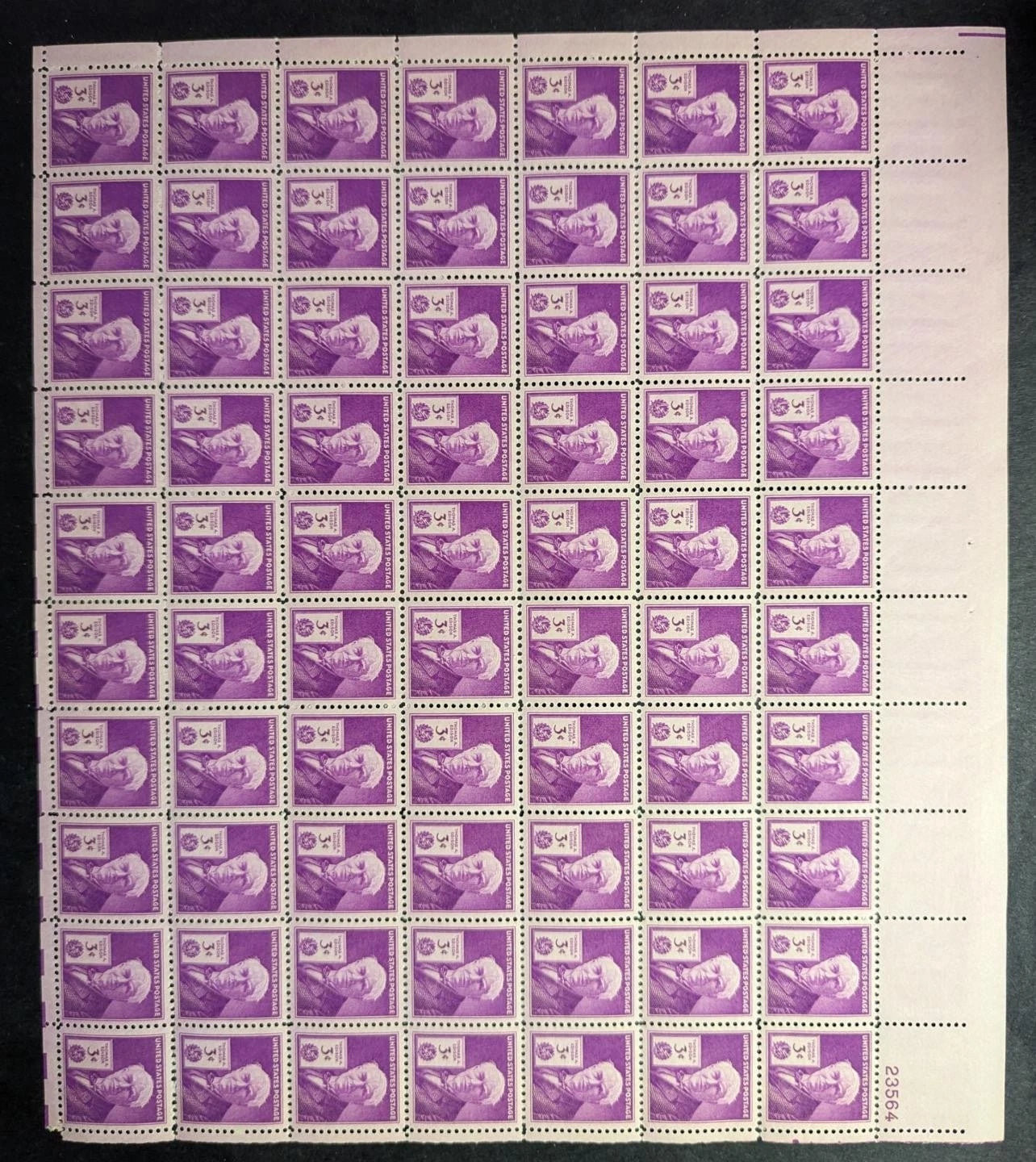 1946 USA Thomas Edison 3c Sheet -Scott 945 -MNH, Undisturbed OG - No Sig Flaws