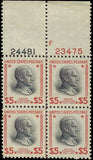 1938 USA Scott 834 $5 Coolidge P# Block of 4 Stamp - MNH, Undisturbed OG -Nice!