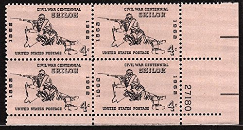 1961 Shiloh Civil War Plate Block of 4 4c Postage Stamps, Scott1179, MNH, OG