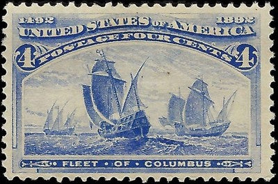 c1893 - Scott 233 4c Columbian Stamp Mint, No Gum - Clean & Beautiful!