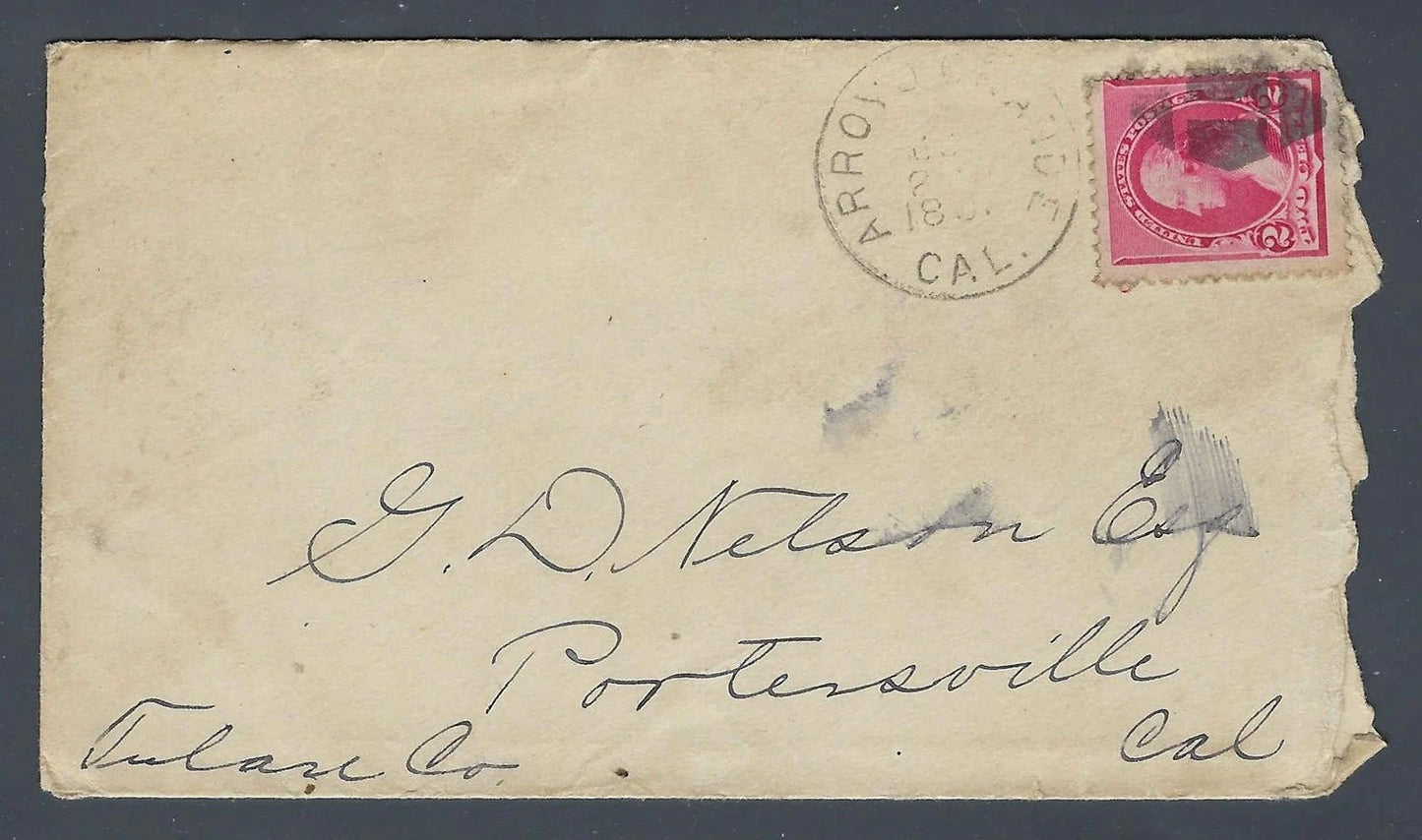 1891 Arroyo Grande to Porterville CA Cover with Content Letter Horse Trading