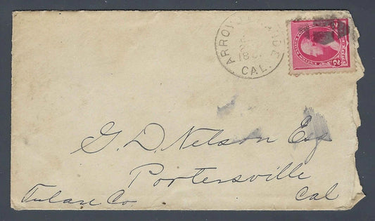 1891 Arroyo Grande to Porterville CA Cover with Content Letter Horse Trading