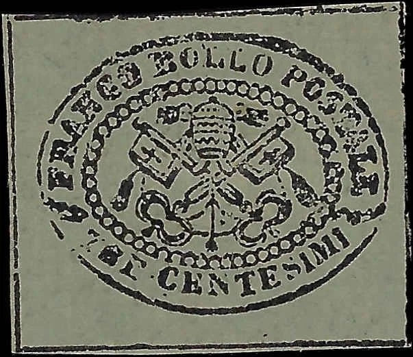 1867 Roman States, Italy 3c - Scott 13 - MH, OG - Cat= $1,300!