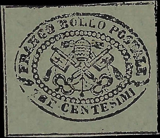 1867 Roman States, Italy 3c - Scott 13 - MH, OG - Cat= $1,300!