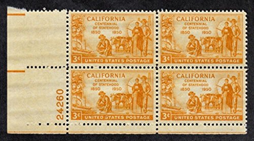 1950 California Centennial Plate Block of 4 4c Postage Stamps - Scott 997 - MNH,OG