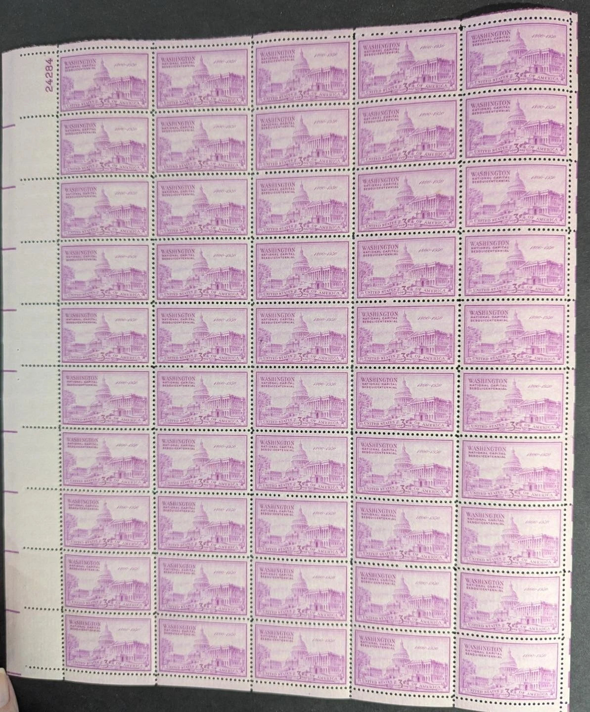 1950 USA US Capital 3c Sheet -Scott 992 -MNH, Undisturbed OG -No Sig Flaws