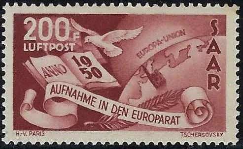 1950 Saar Single Stamp - Sc# C12 - M Very Lightly Previously Hinged, OG - Nice!