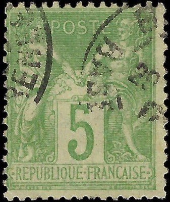 c1876 France 5c - Used - Scott 67 - Type 1 - Solid