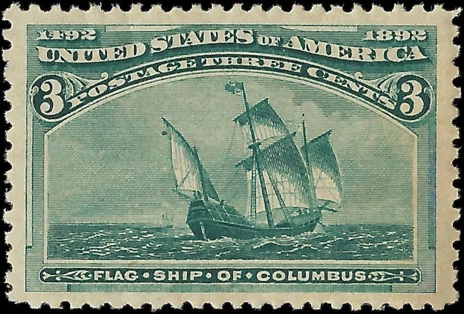 1893 USA - Scott 232 - 3c - Columbian - Mint, Disturbed OG - Nice Centering!