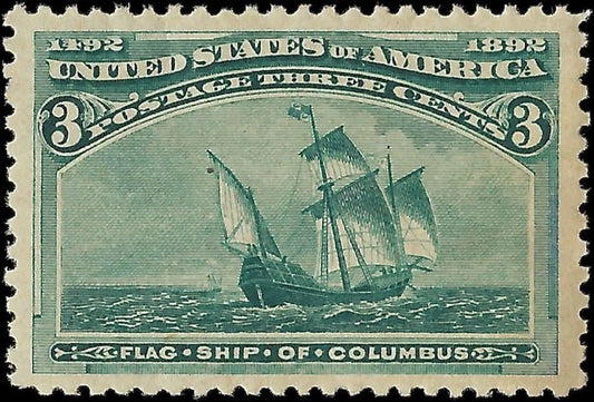 1893 USA - Scott 232 - 3c - Columbian - Mint, Disturbed OG - Nice Centering!