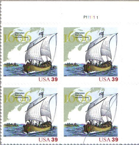 2006 Samuel de Champlain Plate Block of 4 39cS Postage Stamps, Sc#4073, MNH, OG