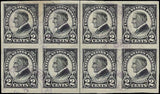 c1923 - #611 2c Harding Imperf Centerline Block of 8 - Choice Centering!