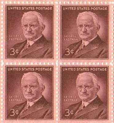 1954 George Eastman Block of 4 3c Postage Stamps, Scott 1062, MNH, OG