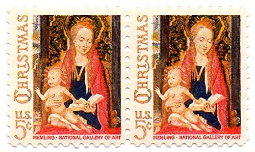 1966 Christmas Madonna & Child Pair of 2 5c Postage Stamps- Scott1321-MNH,OG cx240