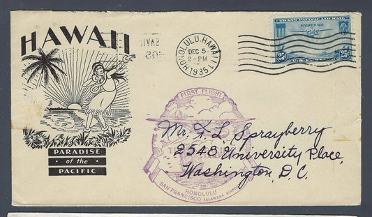 1935 FAM Route 14 First Flight Cover Honolulu to San Francisco C20 Hawaii