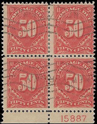 VEGAS - 1917 Postage Due 50c - Scott J67 Plate Block Of 4 - Used - READ DESC