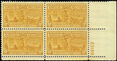 c1944 - Scott E18 Special Delivery Plate Block of 4 - MNH, OG - Choice Centering!