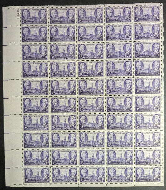 1946 USA Tennessee 3c Sheet -Scott 941 -MNH, Undisturbed OG -Only 1 Pulled Perf