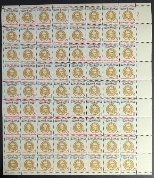 1959 USA 8c J. San Martin Sheet -Scott 1126 -MNH, Undisturbed OG -No Sig Flaws