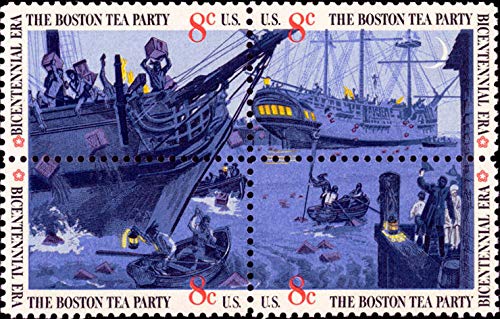 1973 Boston Tea Party Block of 4 8cPostage Stamps, Scott1480-1483, MNH, OG