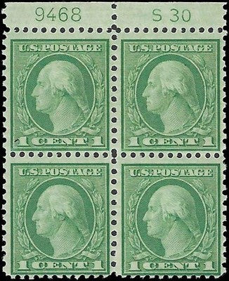 c1919 - Scott 538 -S30 Plate # Block of 4 - MNH, Undisturbed OG -Cat= $160 -Fresh!