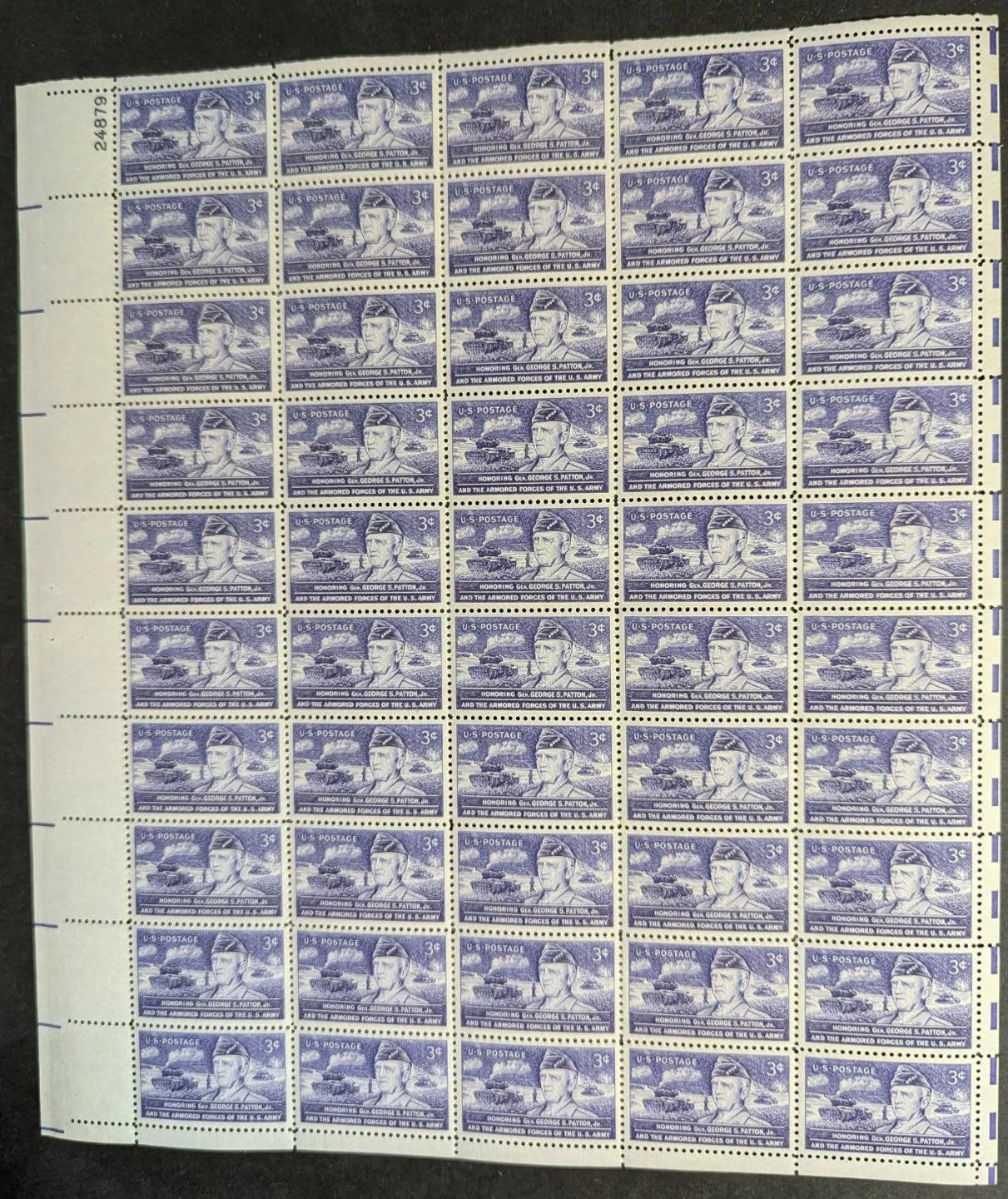 1953 USA George Patton 3c Sheet -Scott 1026 -MNH, Undisturbed OG - No Sig Flaws