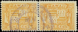 c1894 - Scott 74 1c Hawaii Stamp Connected Pair - Clear Makawao Cancel! -Sm Tear L