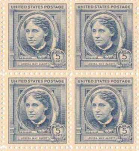 1940 Famous Americans Louisa May Alcott Author Block of 4 5c, Sc#862, MNH, OG