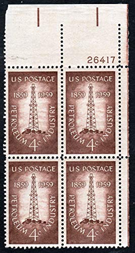 1962 Petroleum Industry Plate Block of 4 4c Postage Stamps, Scott1134, MNH, OG