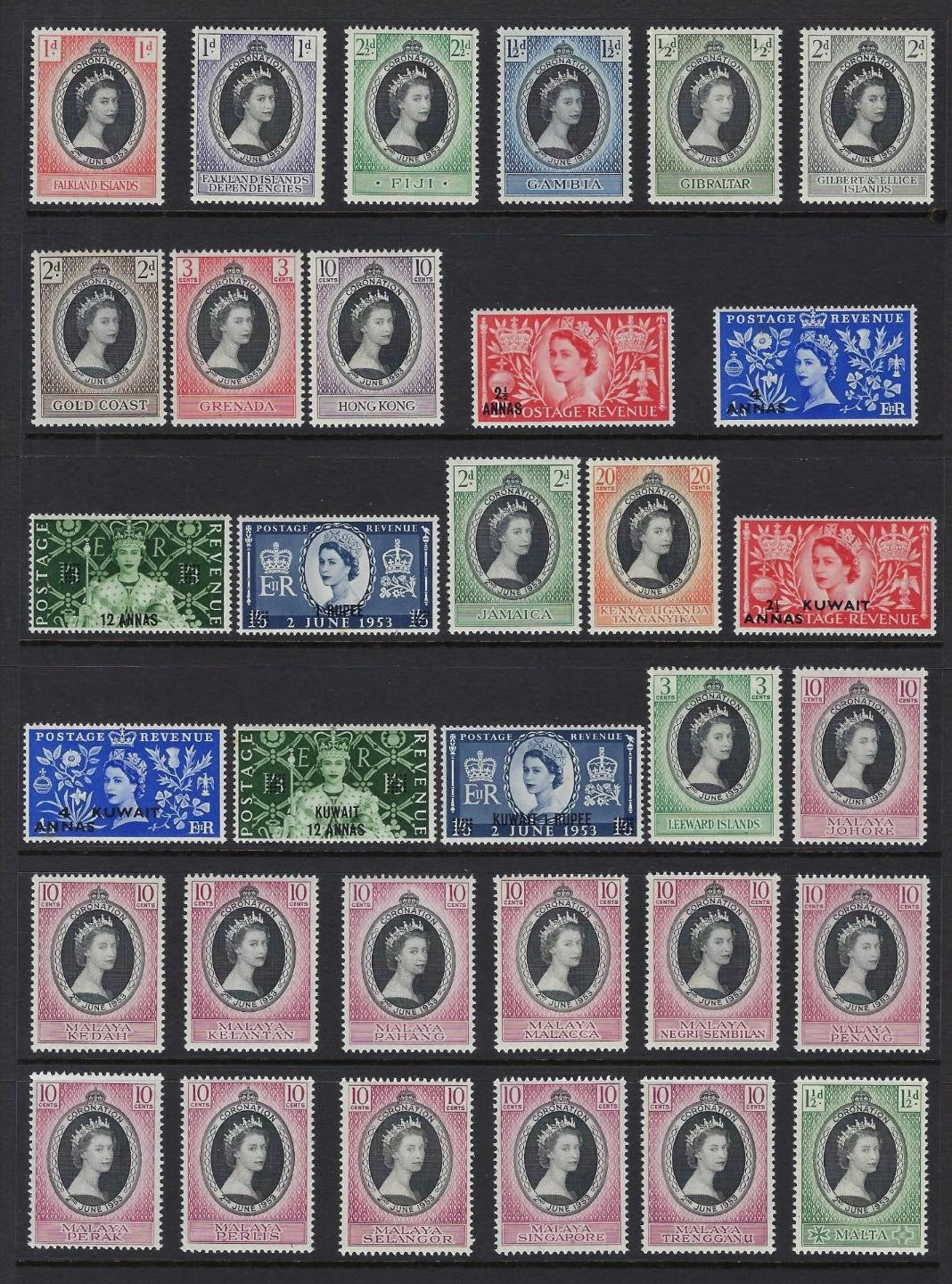 1953 QEII Coronation Omnibus Complete 106 Stamps MNH/VLH Commonwealth