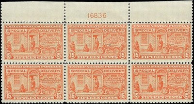 c1925 - Sc# E13 Special Delivery Plate Block of 6 - MNH, OG - Cat= $700!