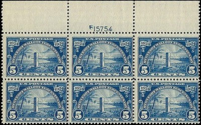 c1924 - Scott 616 5c Ribault Broken Circle Plate Block of 6 - MNH, Undisturbed OG