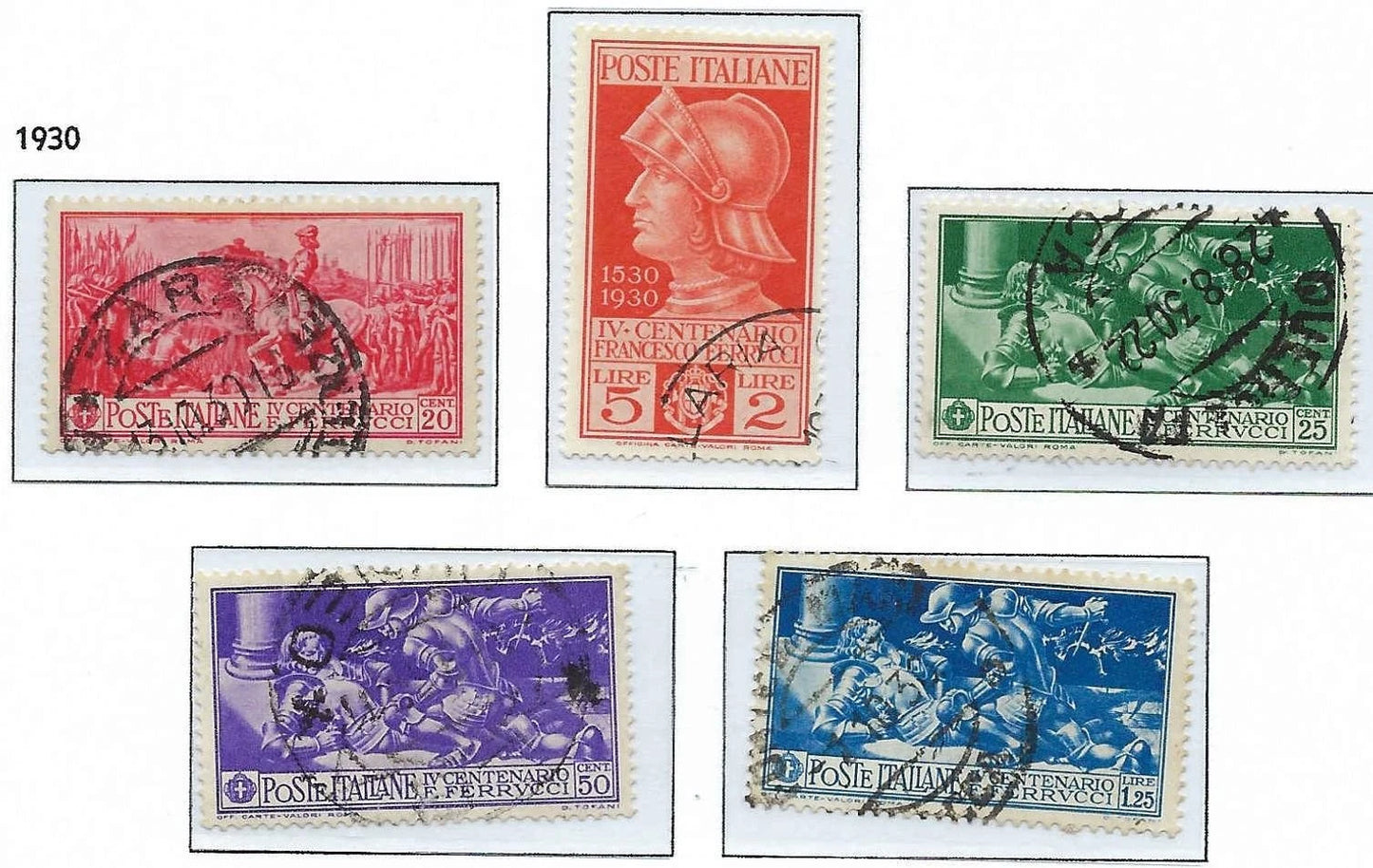 1930 Italy Stamp Set - Scott 242-246 - Canceled (More Scarce)- Cat= $314 - READ