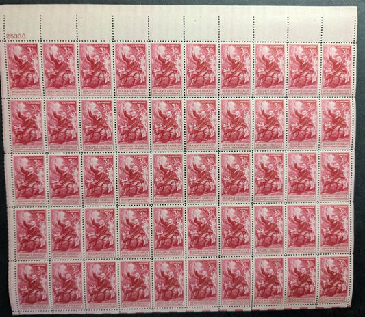 1956 USA 3c Ben Franklin Sheet -Scott 1073 -MNH, Undisturbed OG - No Sig Flaws