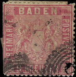 c1861 Baden, Germany 9kr - Scott 14 (Perf 13.5) - with Flaws as Shown - Cat= $175