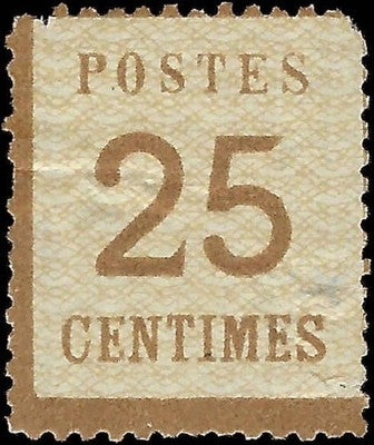 c1870 France 25c Occupation Stamp - Scott N14 -MNG Gum, Crease -Apparent Imitation