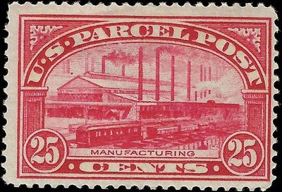 c1913 25c US Parcel Post - Scott Q9 - MH, OG - Light Thin - Cat= $52.50