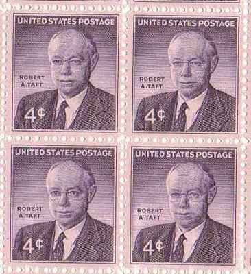 1960 Robert A. Taft Block of 4 4c Postage Stamps, Scott1161, MNH, OG
