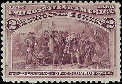 c1893 - Scott 233 4c Columbian Stamp MH, OG - Clean with Small Thin