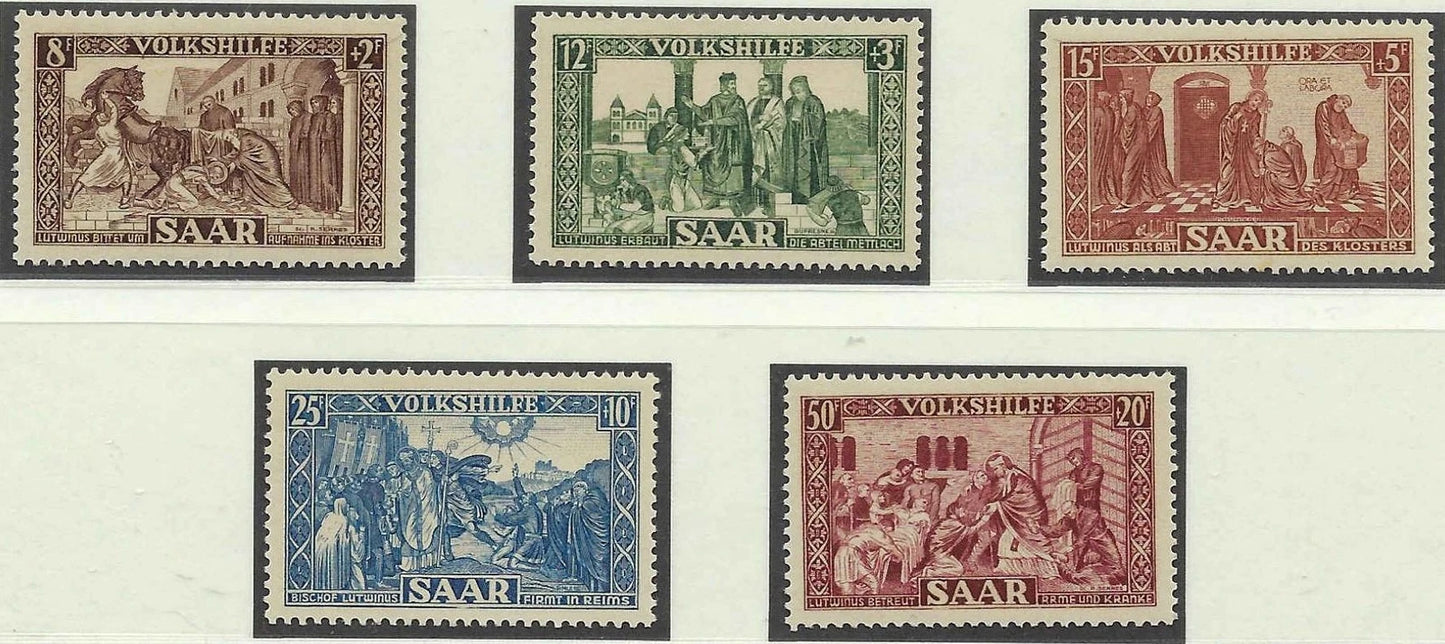 1950 Saar Full Set - Scott B77-B81 - MNH, Undisturbed OG - Post Office Fresh!