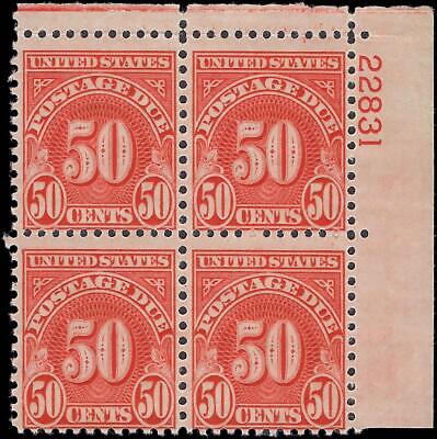 VEGAS - 1931 Postage Due 50c - Scott J86 - Plate Block - MNH, OG