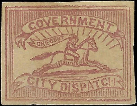 Government City Dispatch 1LB9 Baltimore Carrier Stamp Forgery Horse Rider Cinde