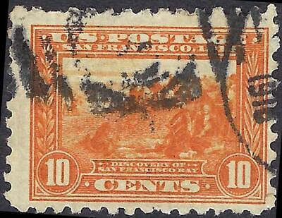 VEGAS - 1914 Panama Pacific 10c - Scott 404 Used - Perf 10 - Folded Perf
