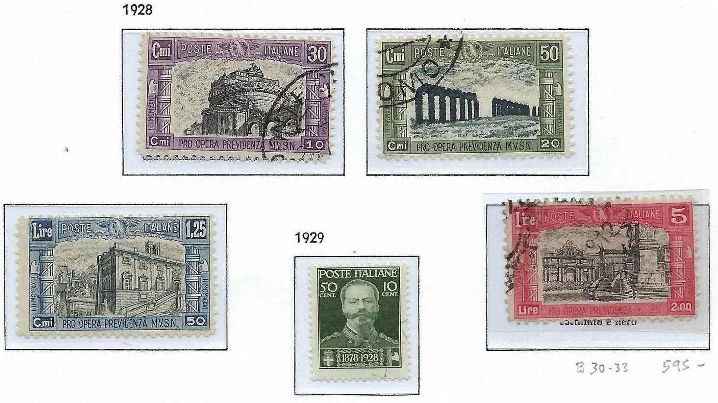 1928-29 Italy - Sc# B30-B34 - Used - B32 (No Gum & No Cancel) -Solid - Cat $650!