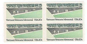 1984 Vietnam Veterans Memorial Block of 4 Postage Stamps, Sc#2109, MNH, OG