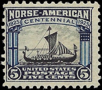 c1925 - Scott 621 5c Norse-American Stamp - MNH, Undisturbed OG - Solid