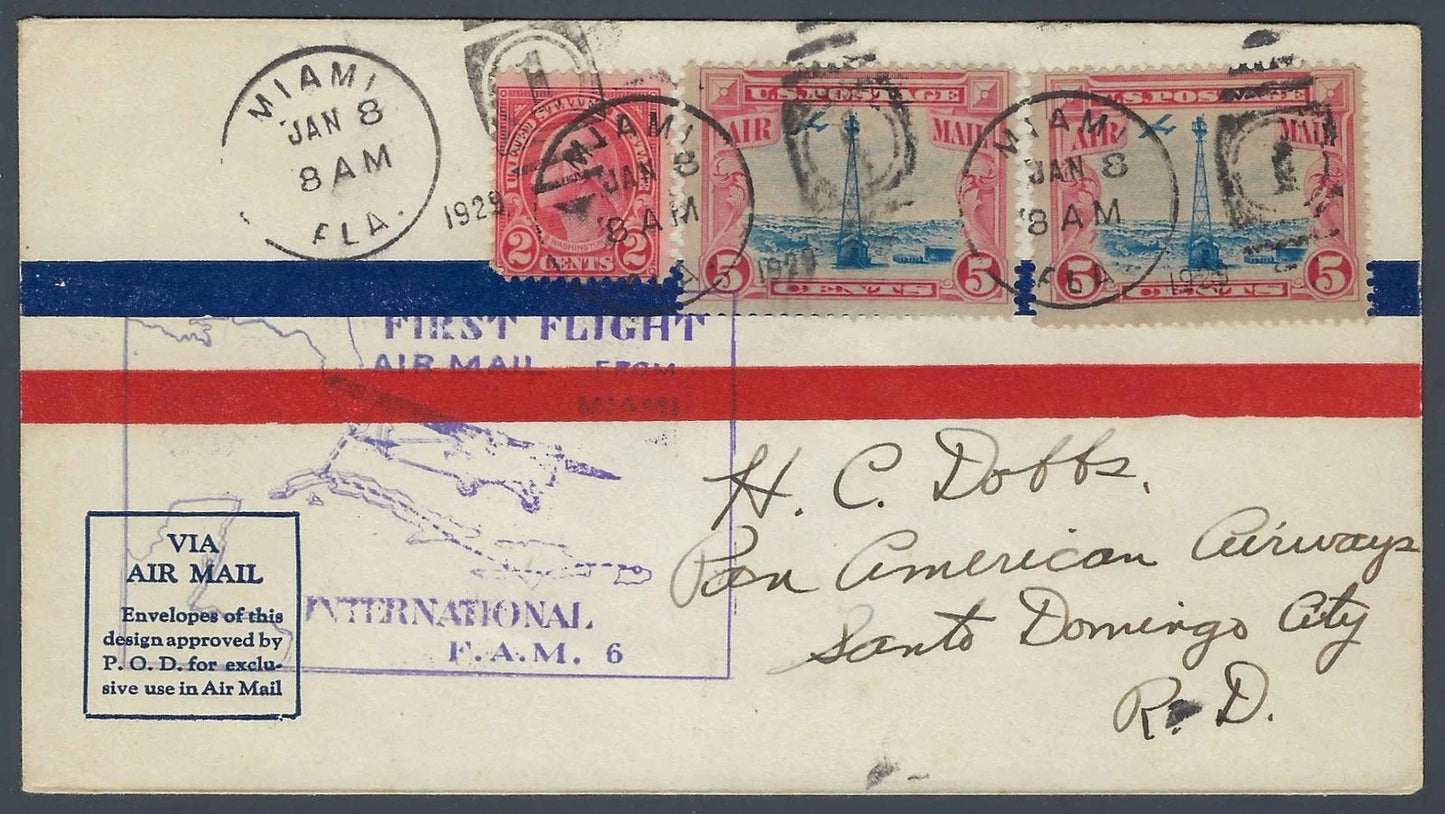 1929 FAM-6 First Flight Miami to Santo Domingo Pan American Airways