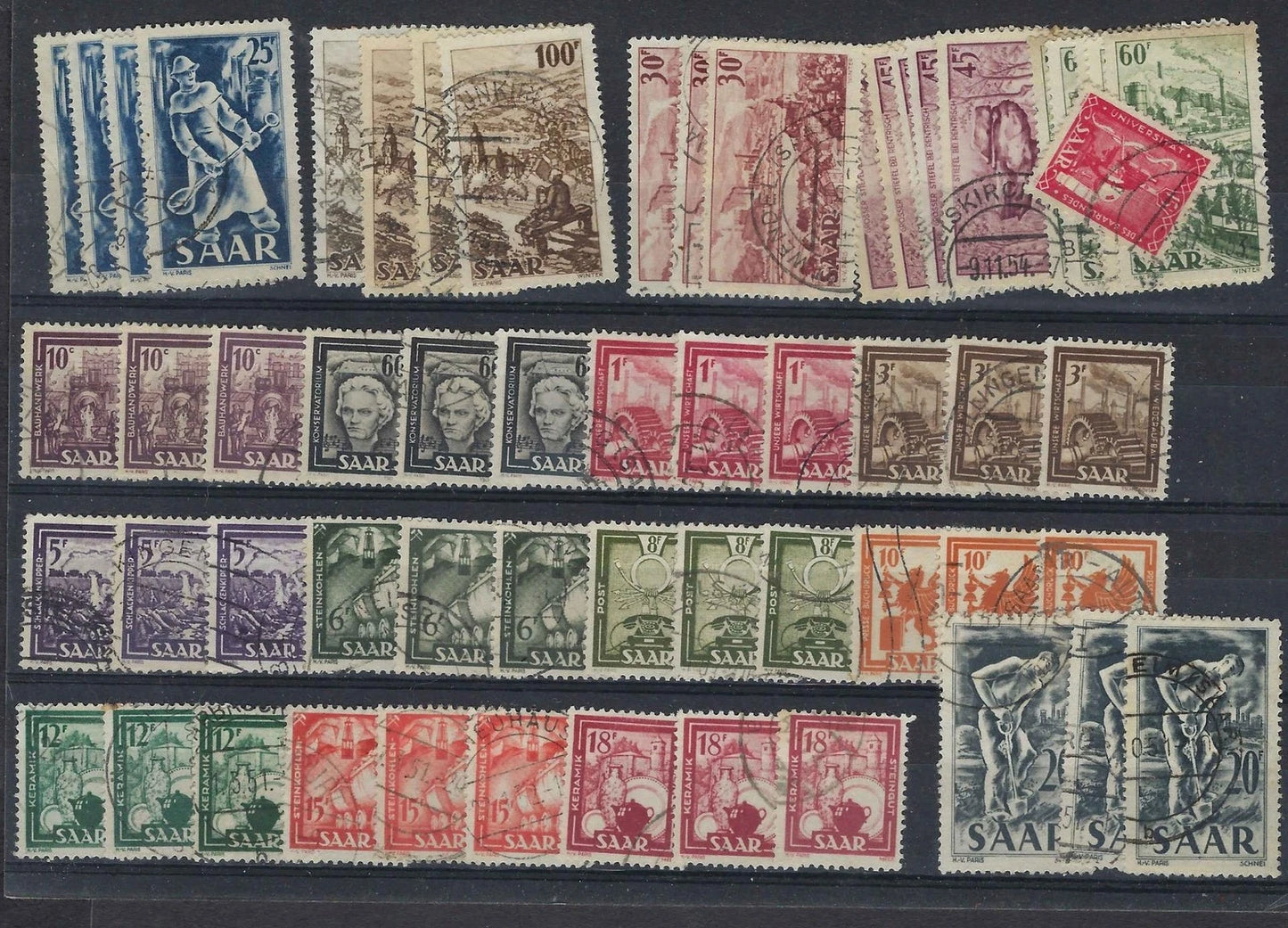 1949 3 Similar Saar Sets - Scott 204-220 - Used