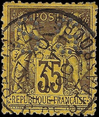 c1877 France 35c - Scott 94 - Used - Some Short Perfs - Perfins - Centering!